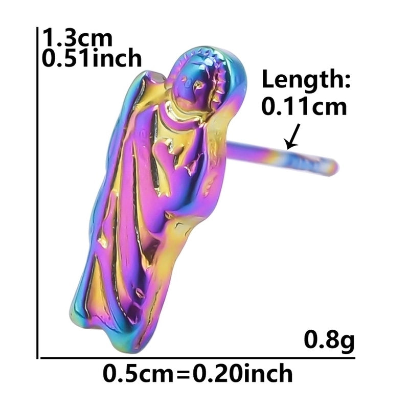 1 Pair Minimalist Round Star Plating 304 Stainless Steel 18K Gold Plated Ear Studs