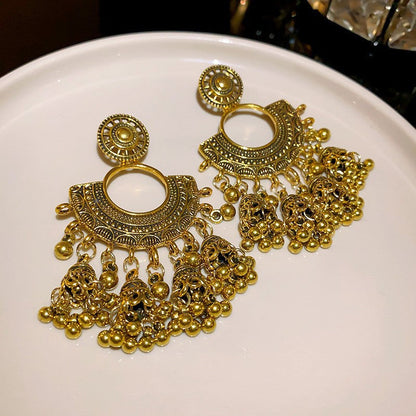 Medieval Droplet Pearl Droplet Geometric Alloy Diamond Inlay Earrings