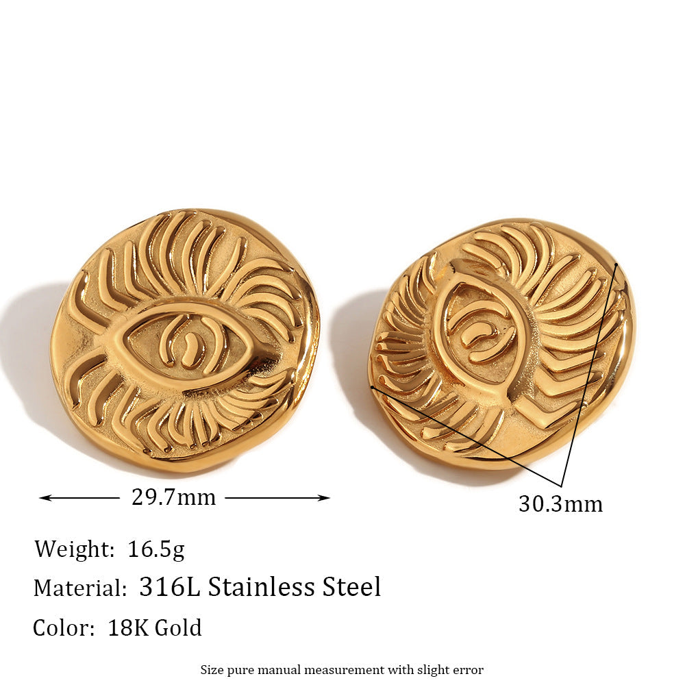 Fashion Circle Geometric Stainless Steel 18K Gold Plated Earrings