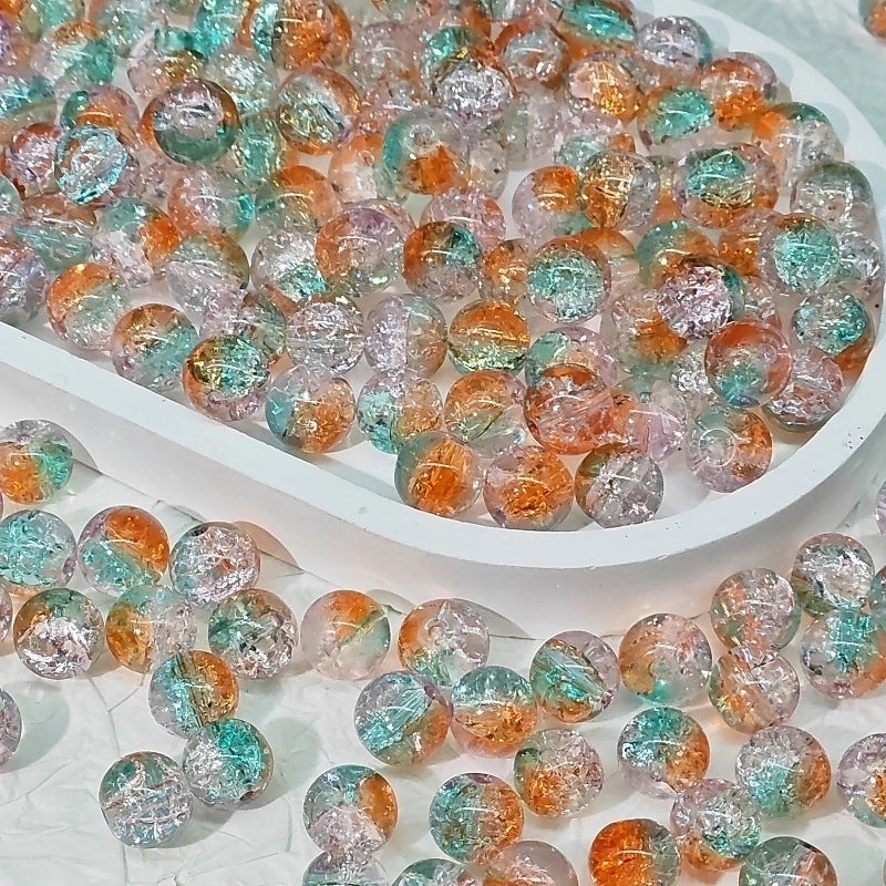 50 PCS/Package Diameter 10mm Diameter 8mm Glass Crackle Glass Beads Round Jewelry Accessories