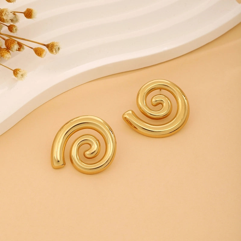 1 Pair Casual Minimalist Streetwear Waves Heart Shape Flower Plating 304 Stainless Steel Ear Studs