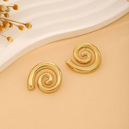 1 Pair Casual Minimalist Streetwear Waves Heart Shape Flower Plating 304 Stainless Steel Ear Studs