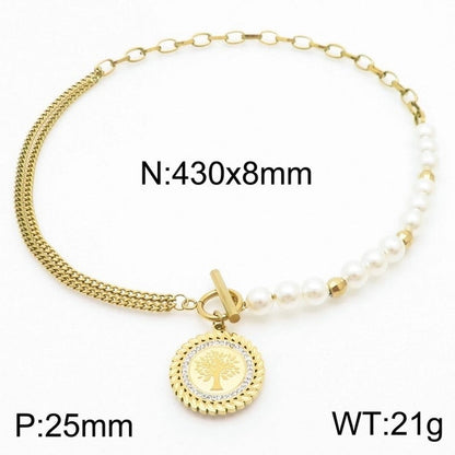 Elegant Lady Tree Titanium Steel 18K Gold Plated Plating Earrings Necklace