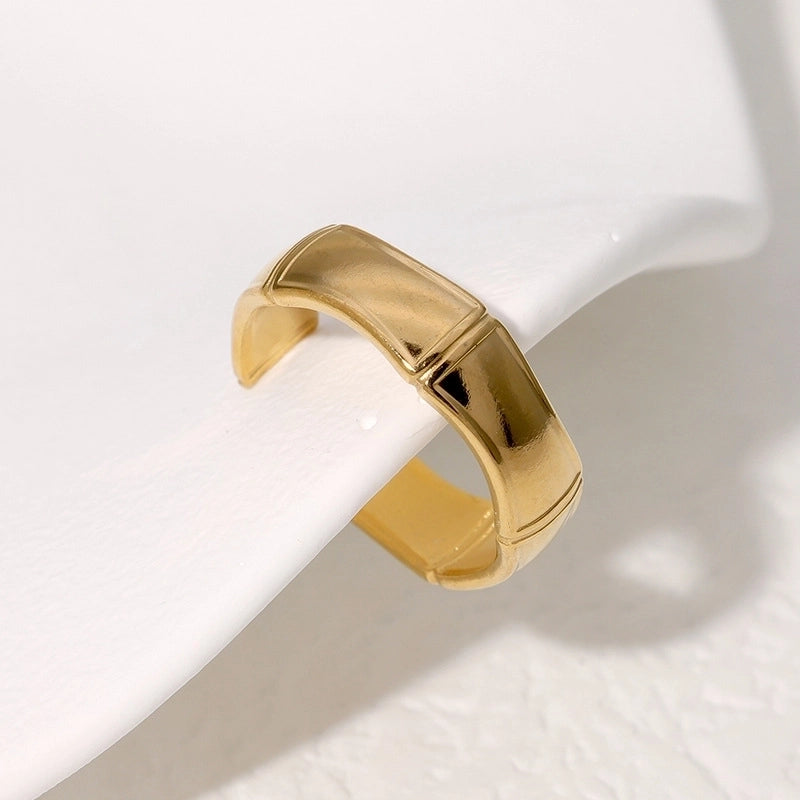 Casual Minimalist Geometric 304 Stainless Steel Hollow Out Inlay Open Rings