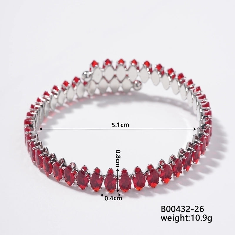 Copper K Gold Plated Inlay Geometric Water Droplets Zircon Bangle