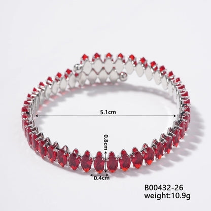 Copper K Gold Plated Inlay Geometric Water Droplets Zircon Bangle