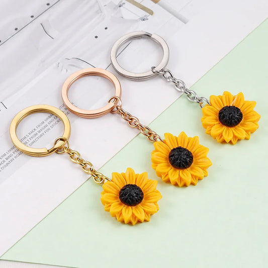 Mirror Stainless Steel Pendant Keychain Sunflower Pendant Pendant Diy Accessories