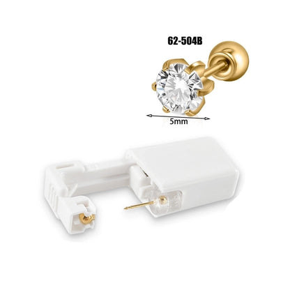 1 Piece Hawaiian Tropical Round Flower Butterfly Inlay 316 Stainless Steel Zircon 24K Gold Plated Cartilage Earrings