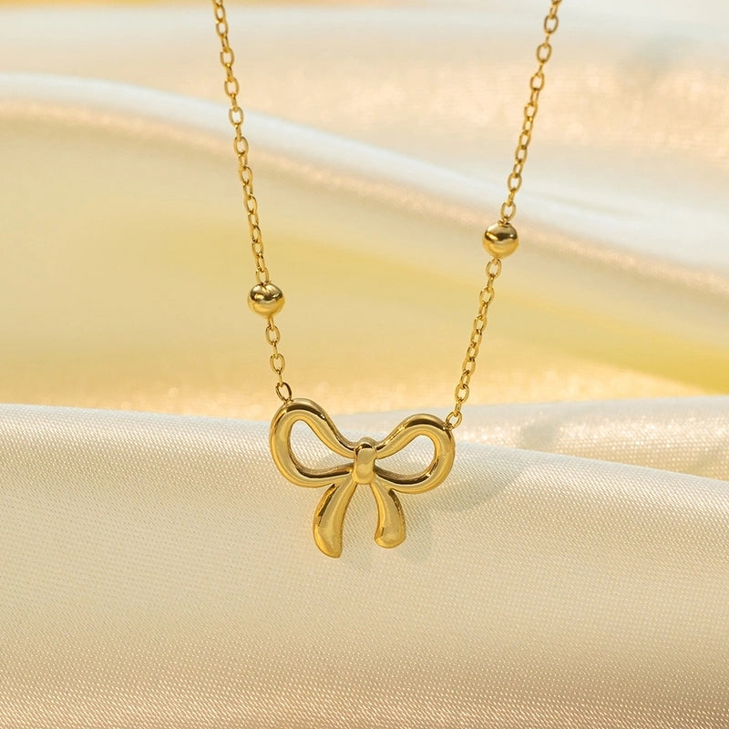 Elegant Sweet Streetwear Bow Knot Titanium Steel Plating Bracelets Earrings Necklace