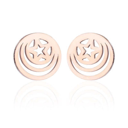 1 Pair Fashion Star Moon Tree Plating Hollow Out 304 Stainless Steel 18K Gold Plated Ear Studs