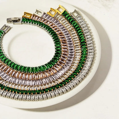 Retro Solid Color 304 Stainless Steel Zircon Bracelets In Bulk