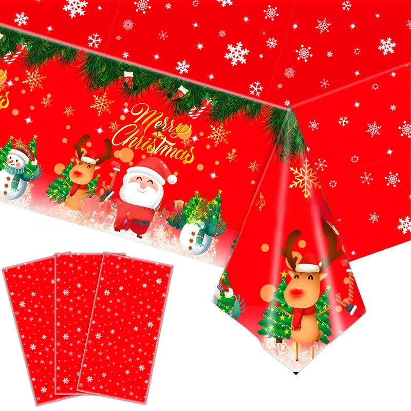 3 Pieces Christmas Tablecloth Holiday Party Tablecloth Christmas Tree Tablecloth Red And Green Christmas Theme Tablecloth Table Cover