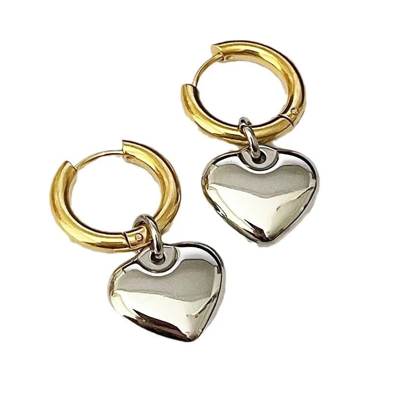 1 Pair Casual Minimalist Heart Shape Plating Titanium Steel 18K Gold Plated Drop Earrings