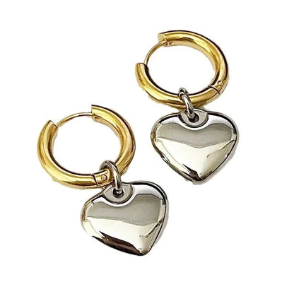 1 Pair Casual Minimalist Heart Shape Plating Titanium Steel 18K Gold Plated Drop Earrings