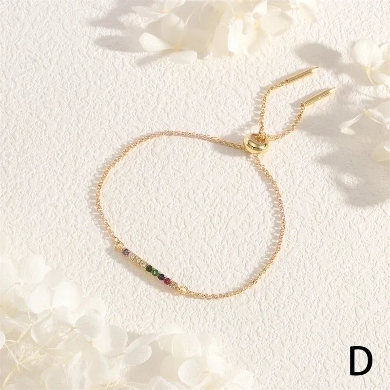 Copper 18K Gold Plated IG Style Minimalist Commute Geometric Rectangle Inlay Zircon Bracelets