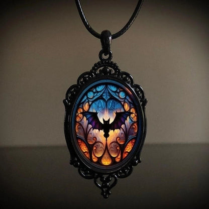 Casual Cool Style Crow Human Bat Alloy Leather Rope Pendant Necklace