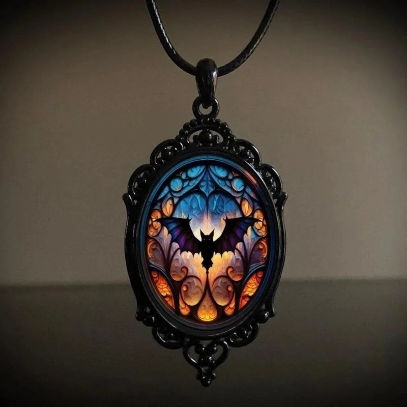 Casual Cool Style Crow Human Bat Alloy Leather Rope Pendant Necklace