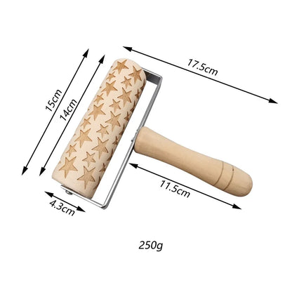 Christmas Cute Christmas Tree Snowflake Elk Wood Rolling Pin 1 Piece