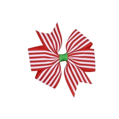 Hot Selling Christmas Party Headwear Plaid Stripe Bow Hairpin Little Girl Hairpin Accessories