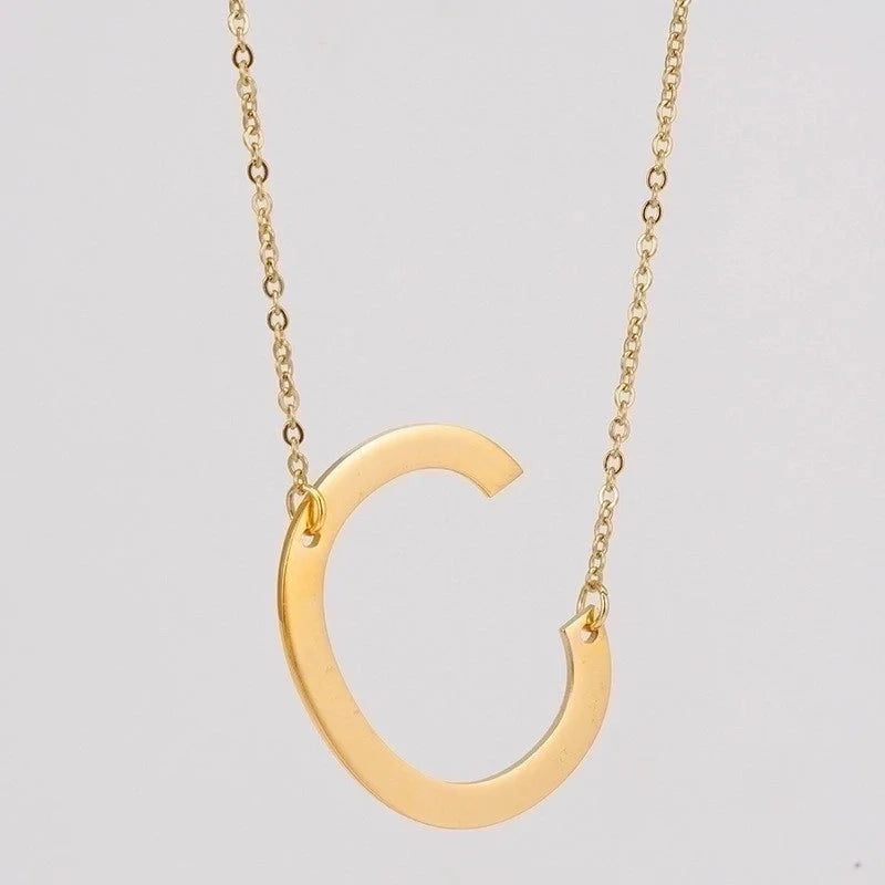 Fashion Letter 304 Stainless Steel 18K Gold Plated Plating Stainless Steel Necklaces