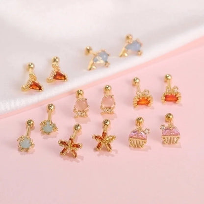 Spin Ball Earring Marine Animal Ear Bone Studs Single