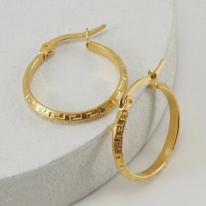 Minimalist Round Stainless Steel Hoop Earrings Gold Plated Stainless Steel Earrings