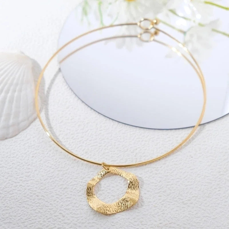 IG Style Casual Vacation Round Vortex Flower 304 Stainless Steel 14K Gold Plated Hollow Out Choker