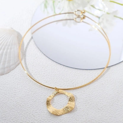 IG Style Casual Vacation Round Vortex Flower 304 Stainless Steel 14K Gold Plated Hollow Out Choker
