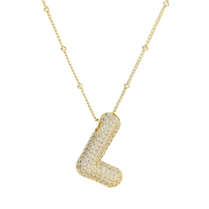 Casual Minimalist Letter Brass Plating Zircon Pendant Necklace 1 Piece