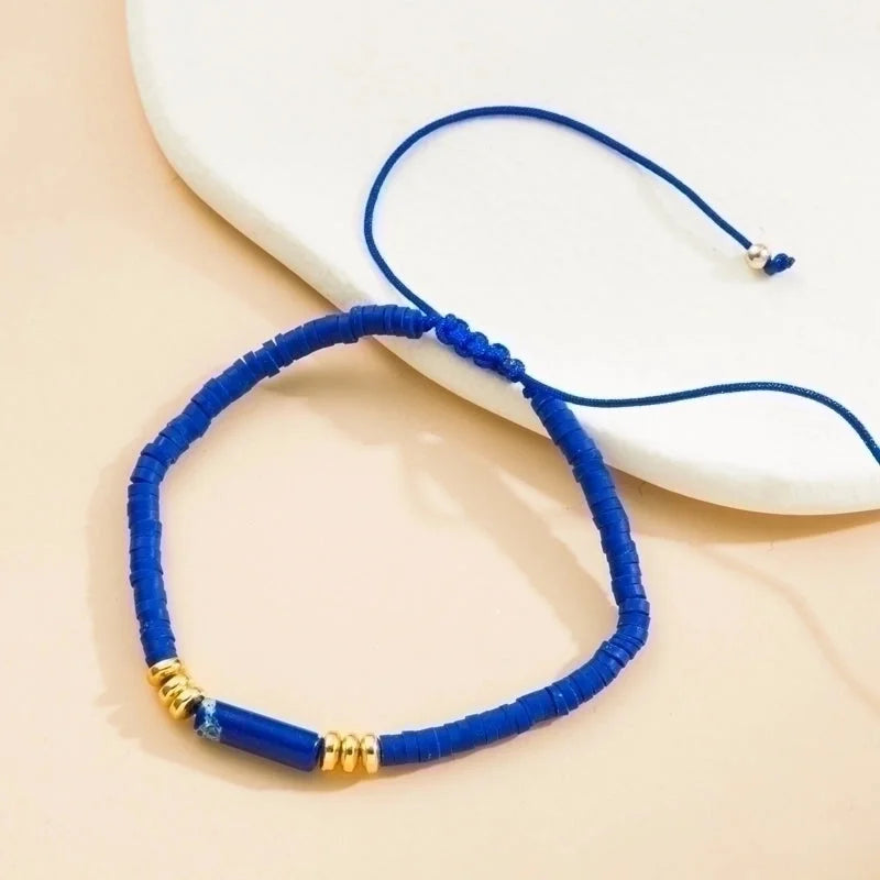 Minimalist Solid Color Natural Stone Rope Handmade Knitting Drawstring Bracelets