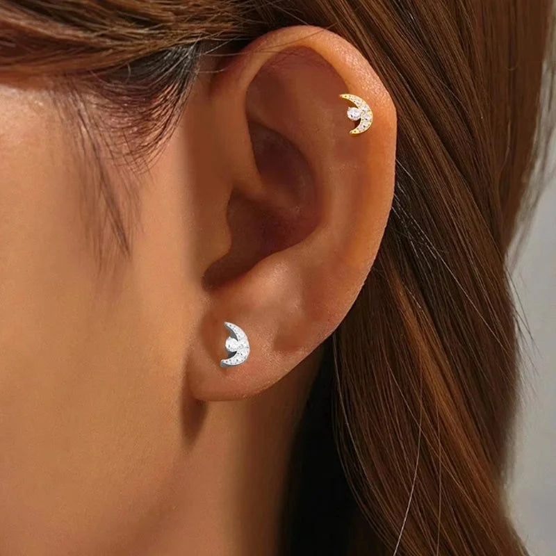 1 Piece Ear Cartilage Rings & Studs Elegant Heart Shape Pure Titanium Titanium Alloy Plating Zircon 14K Gold Plated White Gold Plated Lip Rings Ear Cartilage Rings & Studs