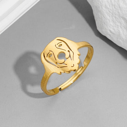 Funny Sweet Pastoral Animal 201 Stainless Steel 18K Gold Plated Polishing Adjustable Ring