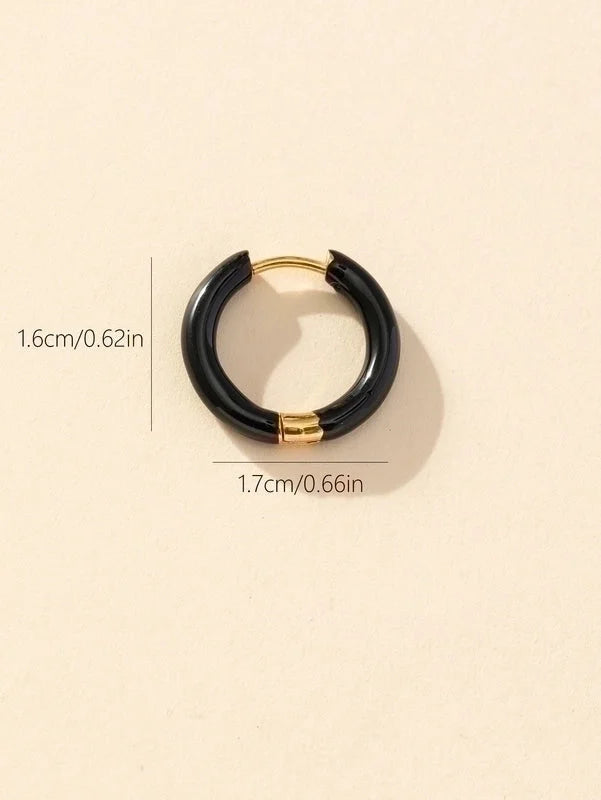 1 Piece Minimalist Solid Color Enamel Stainless Steel Earrings