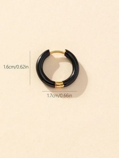 1 Piece Minimalist Solid Color Enamel Stainless Steel Earrings