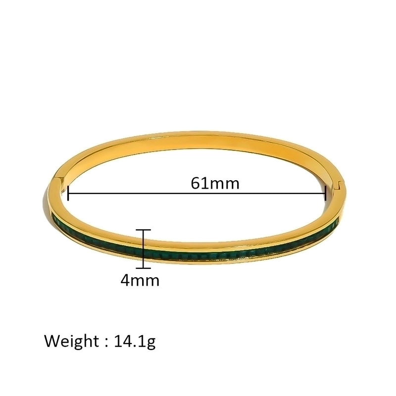 Minimalist Shiny Solid Color 316L Stainless Steel 18K Gold Plated Zircon Bangle In Bulk