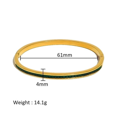 Minimalist Shiny Solid Color 316L Stainless Steel 18K Gold Plated Zircon Bangle In Bulk