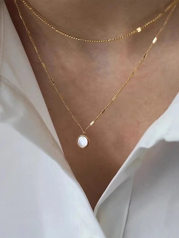 Glam Lady Solid Color 304 Stainless Steel Layered Necklaces