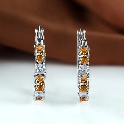 1 Pair Fashion Geometric Copper Inlay Zircon Earrings