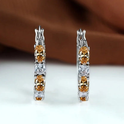 1 Pair Fashion Geometric Copper Inlay Zircon Earrings