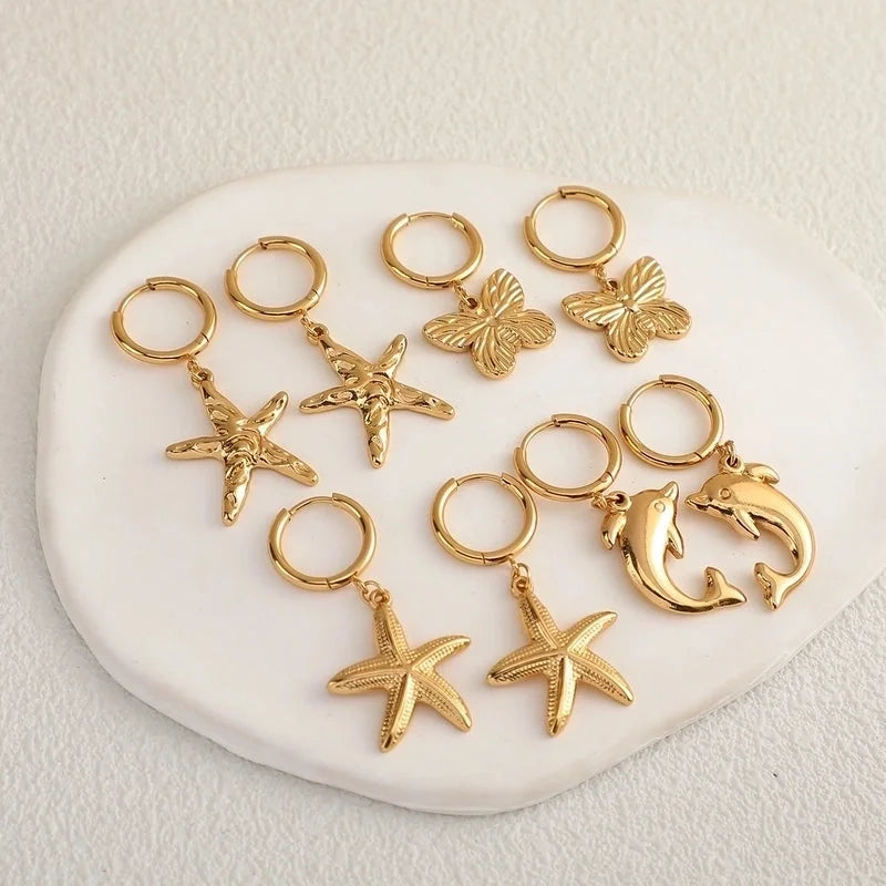 Geometry Ear Ring Affordable Luxury Style Short Tassel Earrings Eardrops Ocean Series Stainless Steel Earrings