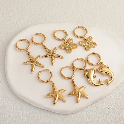 Geometry Ear Ring Affordable Luxury Style Short Tassel Earrings Eardrops Ocean Series Stainless Steel Earrings