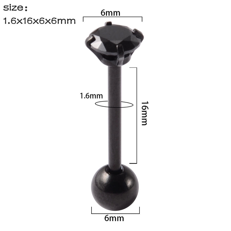 1 Piece Tongue Rings Minimalist Streetwear Solid Color 304 Stainless Steel Zircon Plating Inlay Zircon 18K Gold Plated