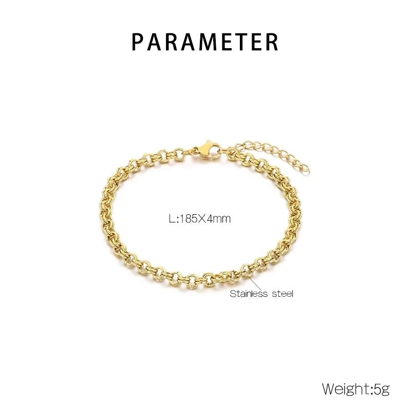 Minimalist Geometric 304 Stainless Steel 18K Gold Plated Bracelets In Bulk