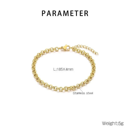 Minimalist Geometric 304 Stainless Steel 18K Gold Plated Bracelets In Bulk