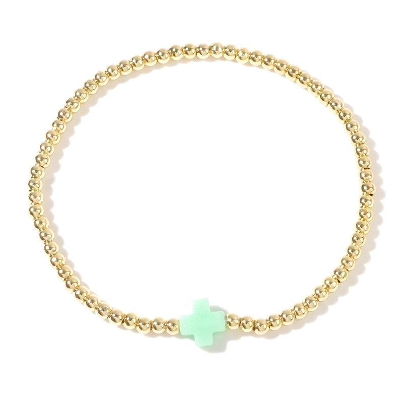 Arylic Copper Beaded Cross Bracelets