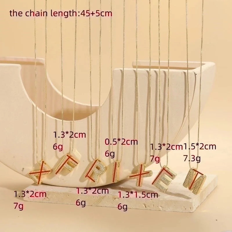 Elegant Luxurious Classic Style Letter Copper 14k Gold Plated Zircon Pendant Necklace In Bulk