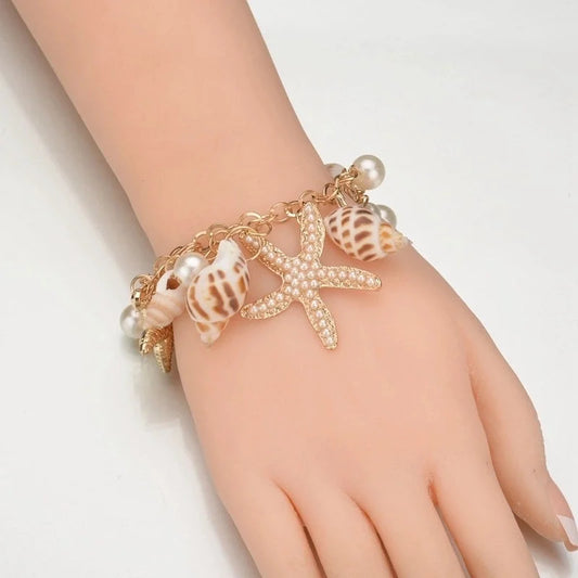 Casual Ethnic Style Starfish Shell Pearl Shell Zinc Alloy Bracelets