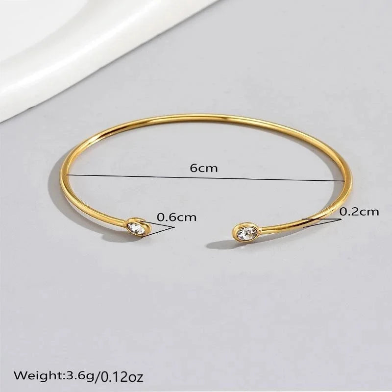 Luxurious French Style Life Tree 304 Stainless Steel 14K Gold Plated Rhinestones Bangle In Bulk