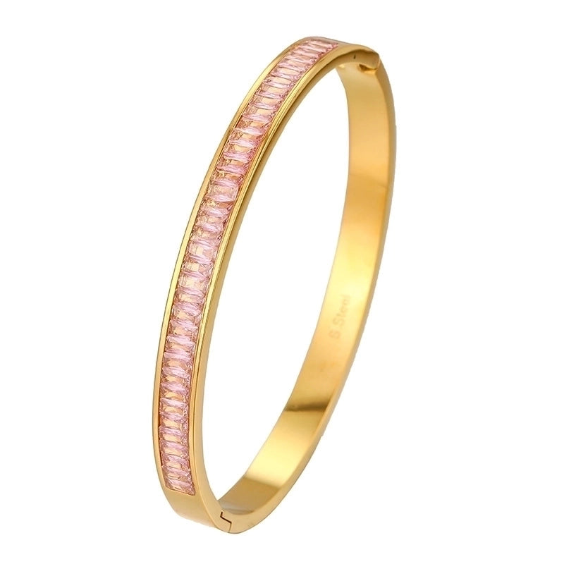 Elegant Minimalist Geometry 304 Stainless Steel 18K Gold Plated Zircon Stainless Steel Bracelets In Bulk