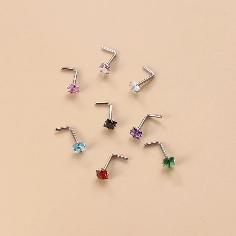 1 Piece Nose Rings & Studs Fashion Geometric 316L Stainless Steel Zircon